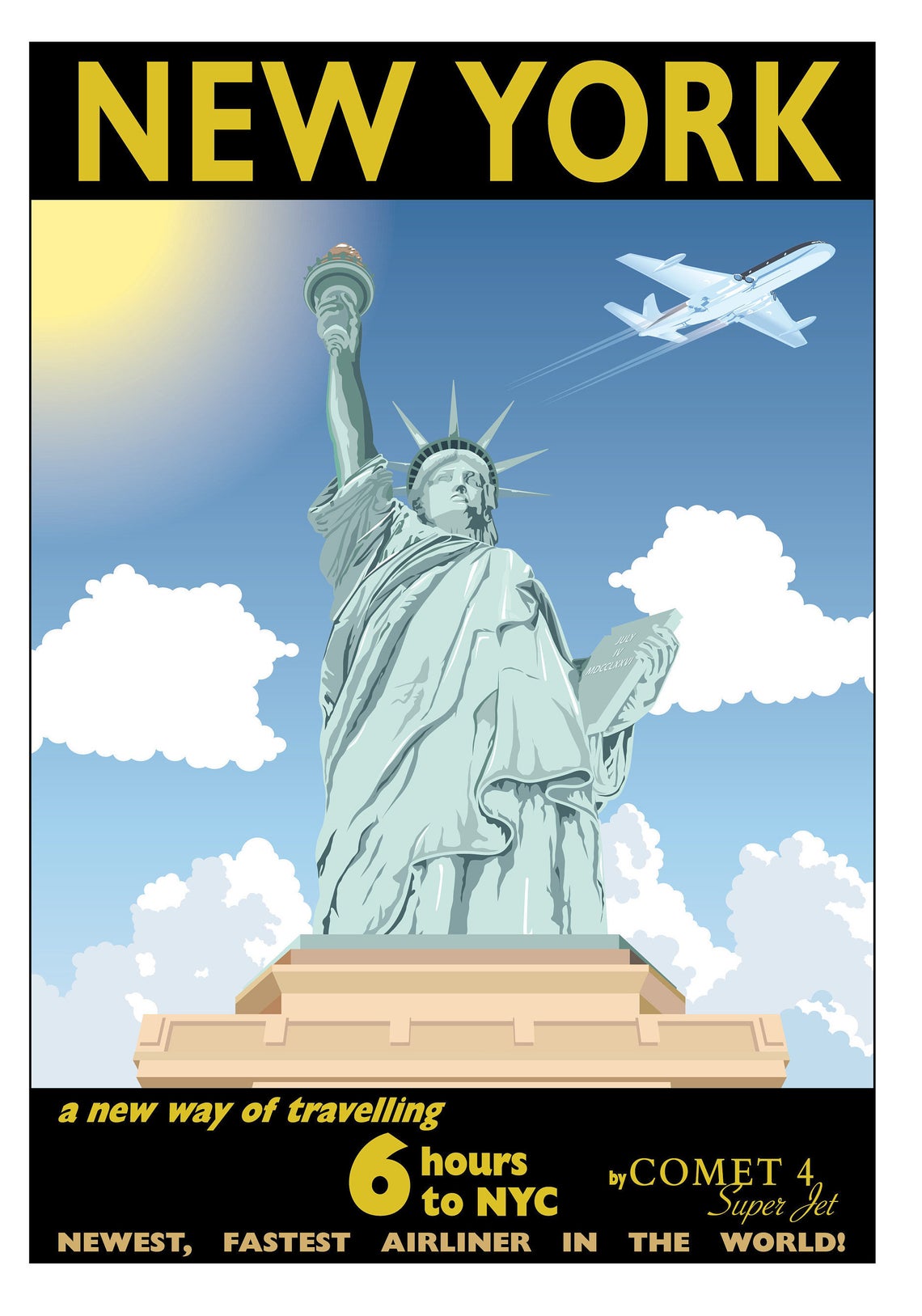 Statue of Liberty, New York, Comet 4, NYC, Airliner