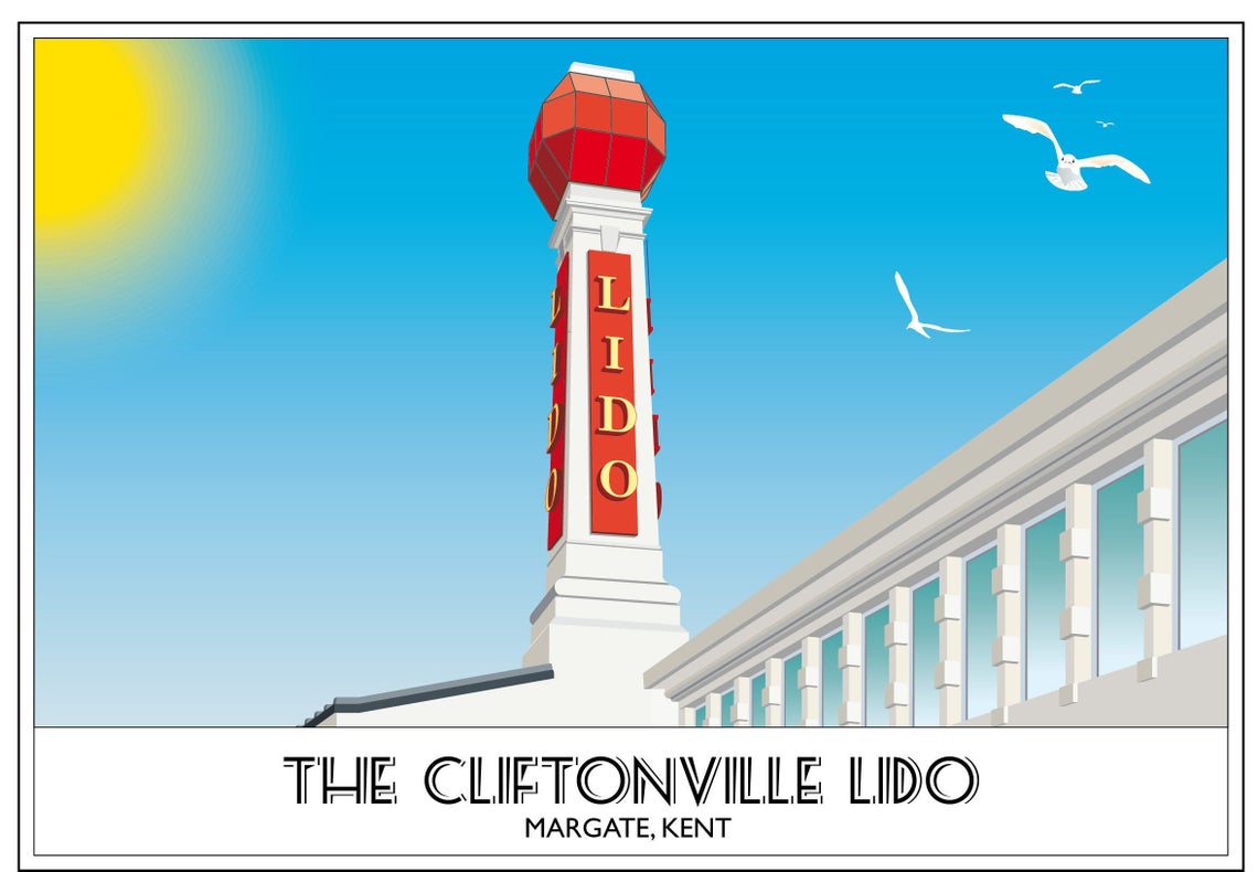 Margate Lido Cliftonville Art Deco Beacon Swimming Clifton Baths Seaside Kent Vintage 1920's